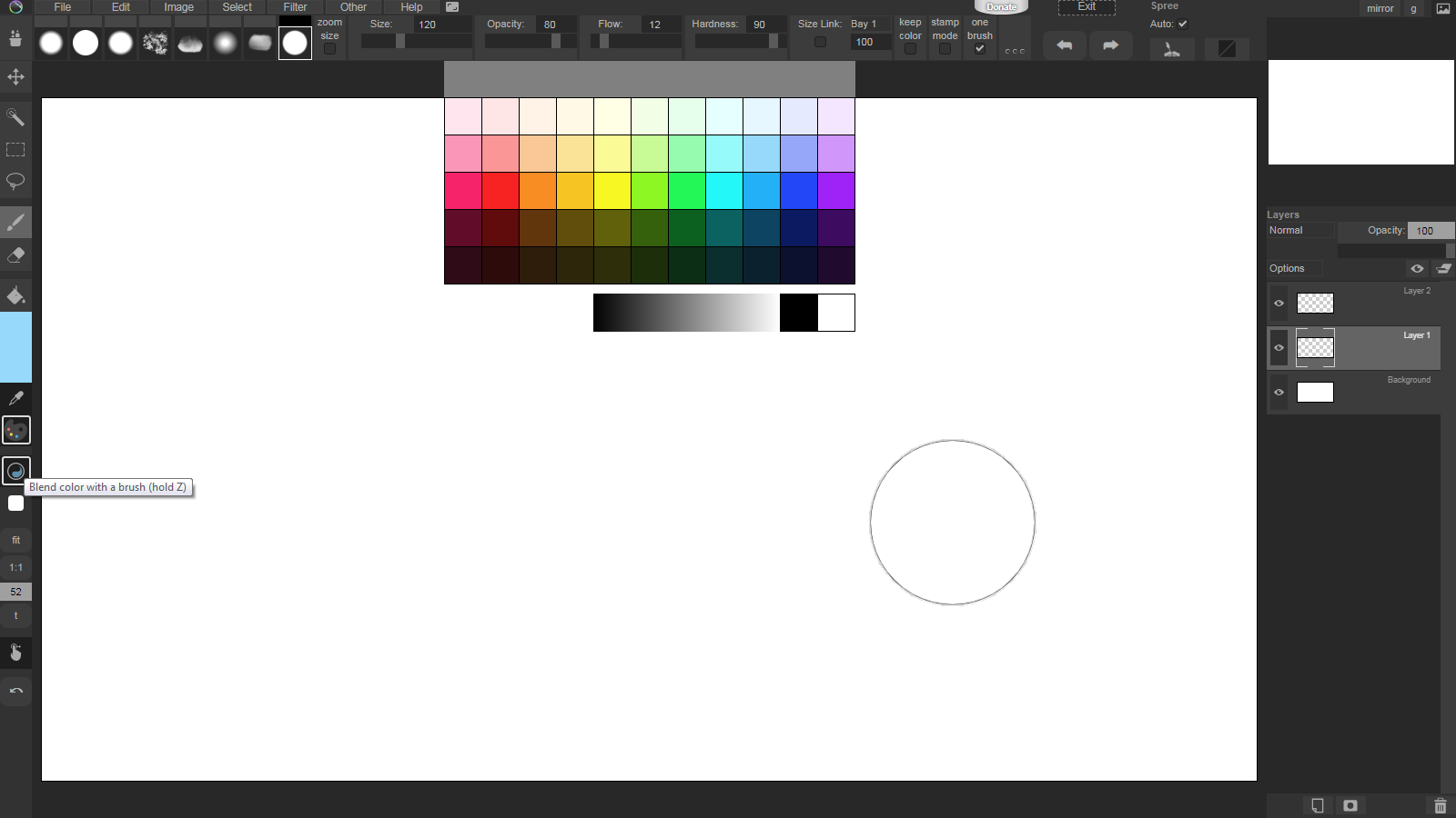 Light Brush screenshot: clean digital art canvas. Click to enlarge. Light Brush screenshot: clean canvas